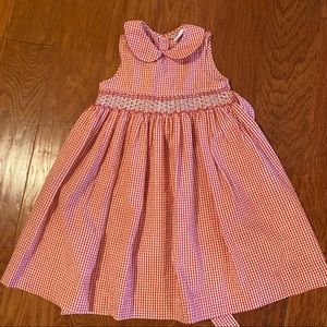 Red gingham smocked dress